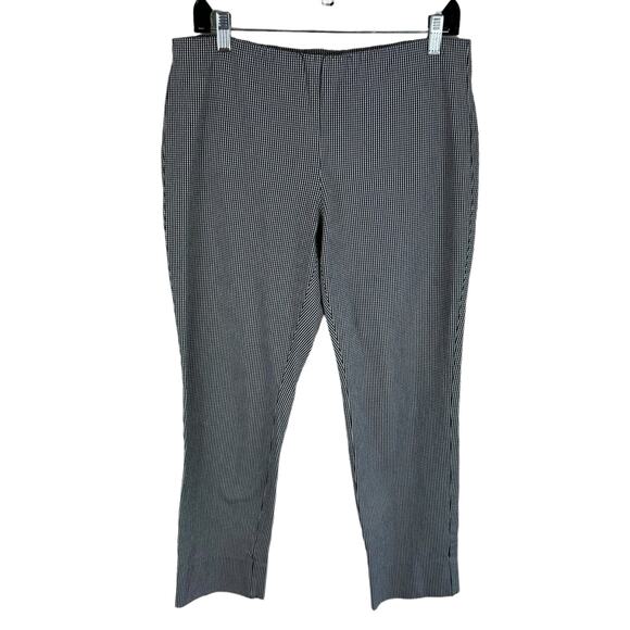 J. Jill Black White Checkered Gingham Premium Bistretch Ankle Fit Pants Size 12 - Picture 1 of 6